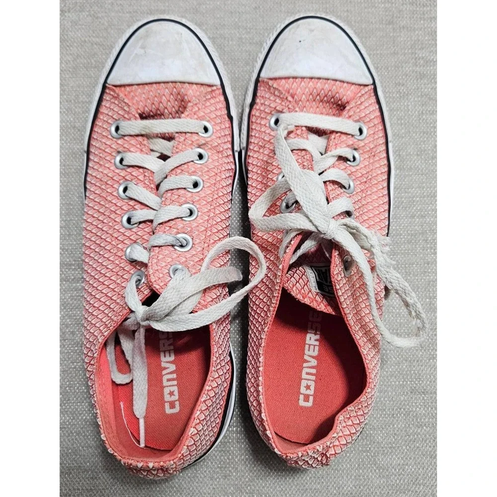 Converse Chuck Taylor All Star Low Top Coral Pink Textured Woven 555855F Women 8 - Picture 5 of 7